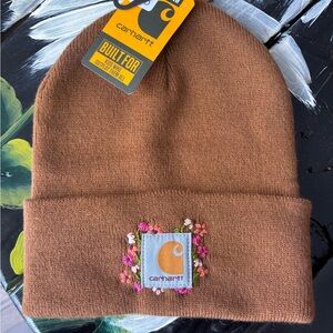 Carhartt Brown Beanie with Floral Patch